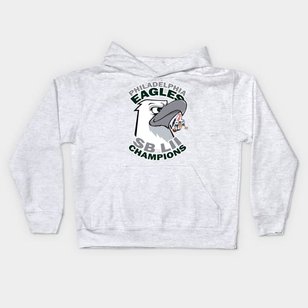 Philadelphia Eagles Super Bowl LII Champions Kids Hoodie by Cards By Harris